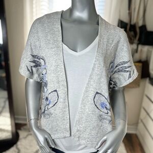 Desigual Lorna 2-in-1 Embroidered Knit Cardigan & Attached Top Set - Gray- S